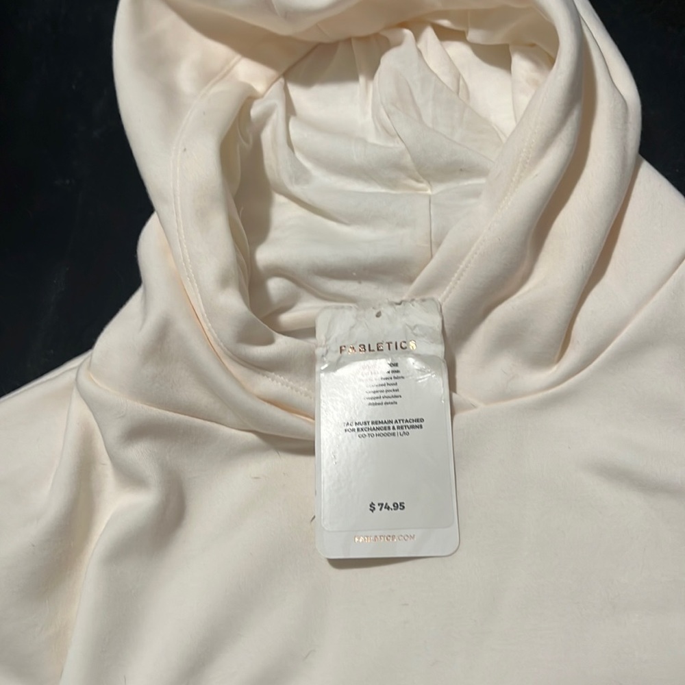 Fabletics tan hoodie never worn size large